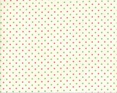 Moda Fabric - Essential Dots - White with red and green dots - 1/2 yard  - 8654 - 138 off white with red and green dots - Cotton Fabric