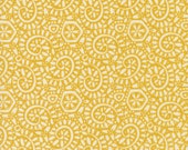 Moda Fabric - Tango by Kate Spain - 1/2 yard - 27337 - 17 - gold with ivory paisleys and swirls - cotton fabric by Moda - Tango