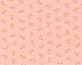 Moda Fabric - Sunbonnet - by Heather Briggs - 1/2 yard - 31763 15 - light coral with pink flowers - cotton fabric - light coral fabric