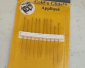 John James Gold'n Glide Applique Needles Size 9 - 10 Finest Quality Needles - gold plated - made in England - Glides through fabric