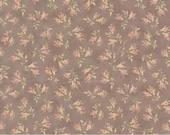 Moda Fabric - Muse by 3 Sisters for Moda - Fabric 44396 16 - 1/2 yard - Cotton Fabric 44" wide  - slate (taupe) with leaves & pink flowers