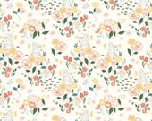 Riley Blake Fabric - New Beginnings  - by Sandy Gervais - C15751 Cream - Floral - Off white with multicolored flowers -1/2 yard-Cream Floral