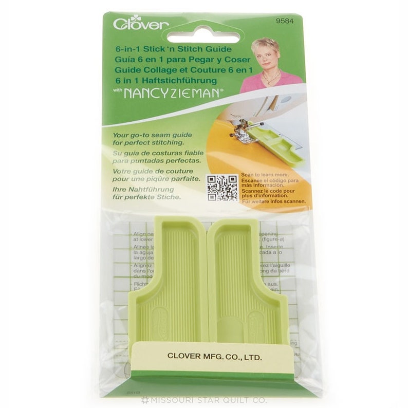 Clover 6-in-1 Stick 'n Stitch Guide A reusable guide that sticks to your sewing machine to help you sew straight image 2