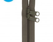 By Annie Double-Slide 30" Handbag Zipper - Nylon Coil - Great for bags and carriers - Color slate gray - 30" handbag zipper