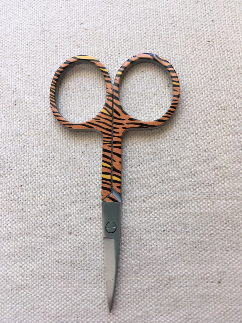 Embroidery scissors with Animal Print Tiger Motif  Brown image 1