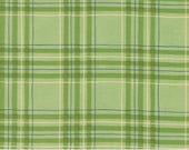 Moda Fabric - On Lake Time by Deb Strain - 1/2 yard - 56124 14 - green with green and yellow plaid - 44" Cotton Fabric - green plaid