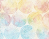 Moda Fabric - Echo Batiks - by Moda - Batik Cotton - 4369 11 - off white with rainbow colored dot circles - 1/2 yard - Echo Batiks by Moda