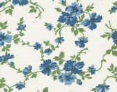 Moda Fabric - Shoreline by Camille Roskelley for Moda - 55306 11 - off-white background with large blue flowers - 100% cotton - 1/2 yard