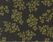 Moda Fabric - Botany - by Alli K Designs - 11555 12 - 1/2 yard - Floral, black background with green leaves - Cotton Fabric by Moda - Botany