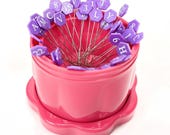 Gypsy Quilter Magnetic Pin Cup - Pink - safely holds pins upright - closes securely for transport-easily holds 100 pins-for pins up to 2.1"