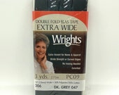 Extra Wide Double Fold Bias Tape - by Wrights  - 1/2 inch - 55 Polyester/45 Cotton -  Dk. Grey 206 047