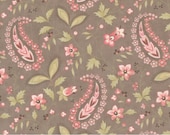 Moda Fabric - Muse by 3 Sisters for Moda - Fabric 44393 16 - 1/2 yard - Cotton Fabric 44" wide  - slate (taupe) with paisleys & pink flowers