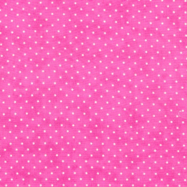 Moda Fabric - Essential Dots - Pink Bubblegum color - 1/2 yard - 8654 - 36 Pink with white dots - Cotton Fabric