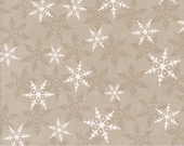 Moda Fabric - Winter Friends by Deb Strain for Moda - 56134 12 - 1/2 yard - Beige with white and taupe snowflakes - Cotton Fabric