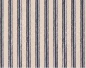Moda Fabric Cotton Canvas - Farm and Garden - by Cathe Holden for Moda - 1/2 yard - 7483 16CV-  Navy and off white ticking canvas Lt-weight