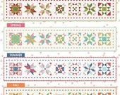 Seasonal Stitchy Stars - Lori Holt for It's Sew Emma - Patterns for seasonal table runers - paper pattern-table runner quilts w pieced stars