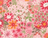Moda Fabric - Sunday Brunch by Basic Grey - pink with multicolor flowers - 1/2 yard - 30750 15 - pink floral print design - Cotton