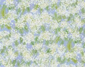 Moda Fabric - Sweet Cecily -  by Janet Clare - 1/2 yard - 24642 13 - light blue with white flowers and green leaves - cotton fabric