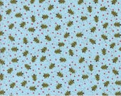 Moda Fabric - Emmitt and Ivy by Sweetwater for Moda - cotton fabric - 1/2 yard - 55692 16 - light blue with green Christmas trees - 1/2 yard