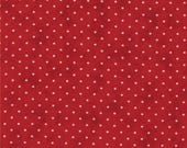 Moda Fabric - Essential Dots - Country Red color - 1/2 yard  - 8654 - 101 - Deep Red with cream dots - Cotton Fabric - Moda Essential