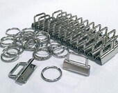 Key Fob hardware for Key fob wristlets - by Lazy Girl Designs - pack of 25 sets: 25 clamps, 25 split rings. Size 1 1/4in. Nickel finish