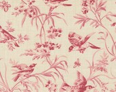 Moda Fabric - Antoinette -  by French General - ivory with rose print - pearl with faded red - 13950 11 - 1/2 yard - Moda Fabric