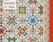High Key quilt pattern by Basic Grey - A paper pattern - quilt size 80"x80" - finished block size 14"x14" - On point star design quilt