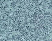 Moda Fabric - Indigo Blooming - by Debbie Maddy for Moda - 1/2 yard - 48094 13 - blue background with navy design - Cotton fabric