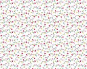 Riley Blake Fabric - Gingerbread Kisses - by Doodlebug Designs - C16446 - color white - 1/2 yard - white with Christmas lights - RBD