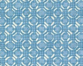 Moda Fabric - Serena Shores by Robin Pickens - 48775 16 - blue background offwhite circles and blue lines - 1/2 yard - blue and ivory