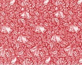 Moda Fabric - Berry and Pine - by Lella Boutique - 1/2 yard - 5242 14 -  off white background with red Christmas bells and berries-Cotton