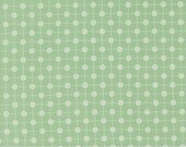 Moda Fabric - Cottage Charm - by Heather Briggs - 1/2 yard - 31755 24 - light green with off white flower buds and grid - cotton fabric