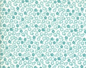 Moda Fabric - A Blooming Bunch - Maureen McCormick - 1/2 yard - 40047 32 - Off-white with light teal small flowers - Cotton Fabric