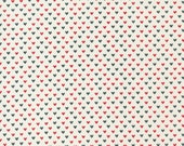 Moda Fabric - Flirt by Sweetwater - red, gray hearts on off white - 1 yard cuts - 55574 - 21 - red and gray hearts - Cotton Fabric