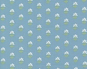 Moda Fabric - Shoreline by Camille Roskelley for Moda - 55301 12 - light blue background with white flowers - 100% cotton - 1/2 yard