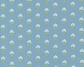 Moda Fabric - Shoreline by Camille Roskelley for Moda - 55301 12 - light blue background with white flowers - 100% cotton - 1/2 yard