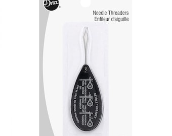 Dritz Needle Threaders - 3 ct - Black handle w instructions - Easy to grip - Diamond shaped wire - for hand sewing and machine needles