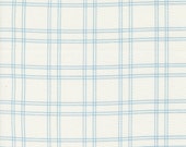 Moda Fabric - Shoreline by Camille Roskelley for Moda - 55302 11 - off-white background with light blue plaid - 100% cotton - 1/2 yard