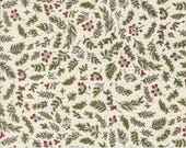 Moda Fabric - Emmitt and Ivy by Sweetwater for Moda - cotton fabric - 1/2 yard - 55695 11 - ivory with green foliage and red berries