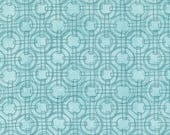 Moda Fabric - Serena Shores by Robin Pickens - 48775 18 - aqua background with blue circles and lines - 1/2 yard - blue and aqua