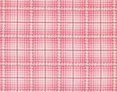 Moda Fabric - A Very Sweet Christmas -  by Bunny Hill Designs for Moda - pink and off white plaid - 3067 12 - 1/2 yard - Pink plaid fabric