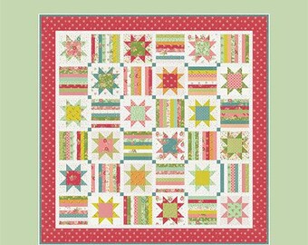 Getaway quilt pattern by Sherri McConnell of Sherri and Chelsi - A paper pattern - quilt size 63.5"x63.5" - Honeybun and Layer Cake Friendly