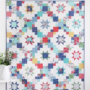 Brightly Quilt Pattern - by Cluck Cluck Sew - A Paper Pattern - layer cake, fat quarters or scraps friendly quilt size 60x72 - layer cake