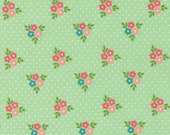 Moda Fabric - Strawberry Lemonade -  by Sherri and Chelsi - green with multi-colored floral print - 37672 17 - 1/2 yard