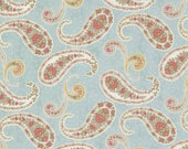 Moda Fabric - Promenade by 3 Sisters for Moda - Fabric 44282 13 - Floral - Cotton Fabric - 44" wide - 1/2 yard - light green with paisleys