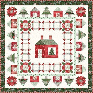 Holly Lane Quilt Kit with Mistletoe and Holly Fabric by Riley Blake - 71&quot;x71&quot; - incl fabric for quilt top & binding - Quilt Kit
