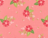 Moda Fabric - Strawberry Lemonade -  by Sherri and Chelsi - coral with multi-colored floral print - 37671 12 - 1/2 yard