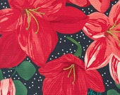 Moda Fabric - Winterly by Robin Pickens - 48760 19 - Cotton Fabric - Black background with red flowers - Winterly - 1/2 yard - Moda fabric