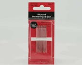 Richard Hemming Short Darner Needles - Size 7 - 12 count - long needles - long eye - used for smocking, embroidery, and general sewing