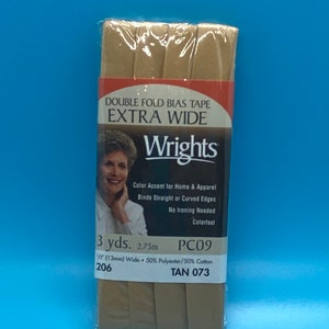 Extra Wide Double Fold Bias Tape by Wrights 1/2 Inch 55 Polyester/45 Cotton  Blue Colors 